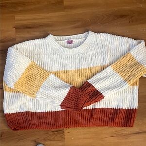 Miami Colorblock Sweater - Cream, Yellow, and Brown
